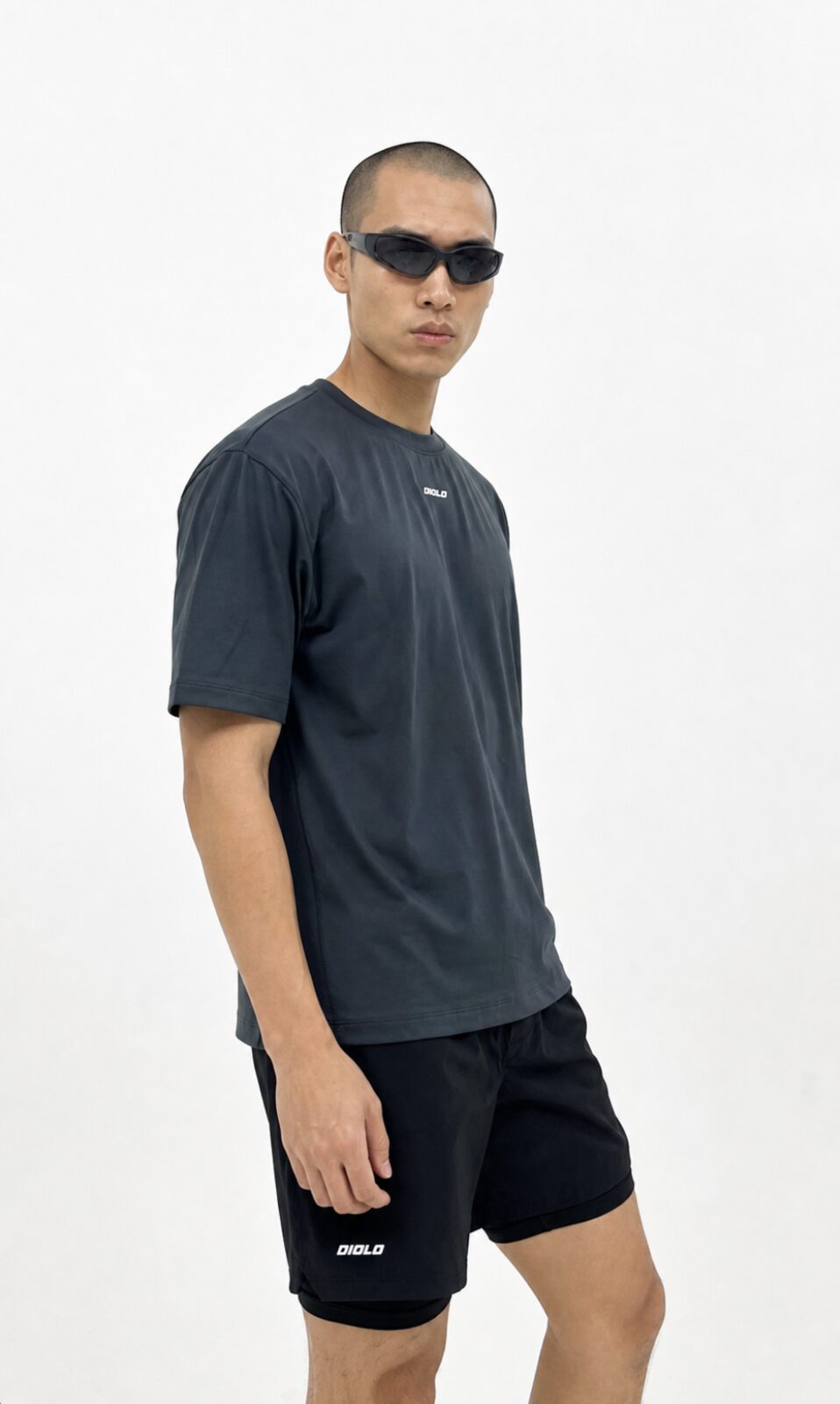 Diolo Drift Tee in ash navy — detail