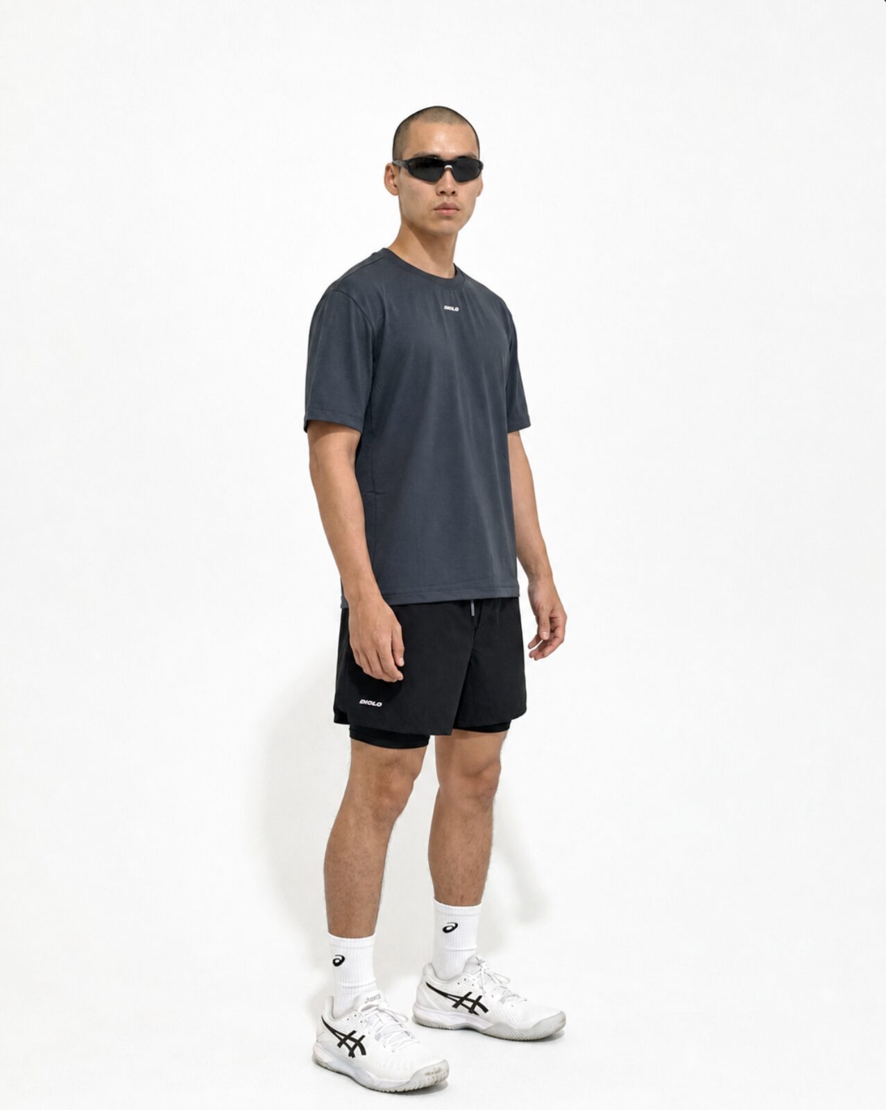 Diolo Drift Tee in ash navy — detail